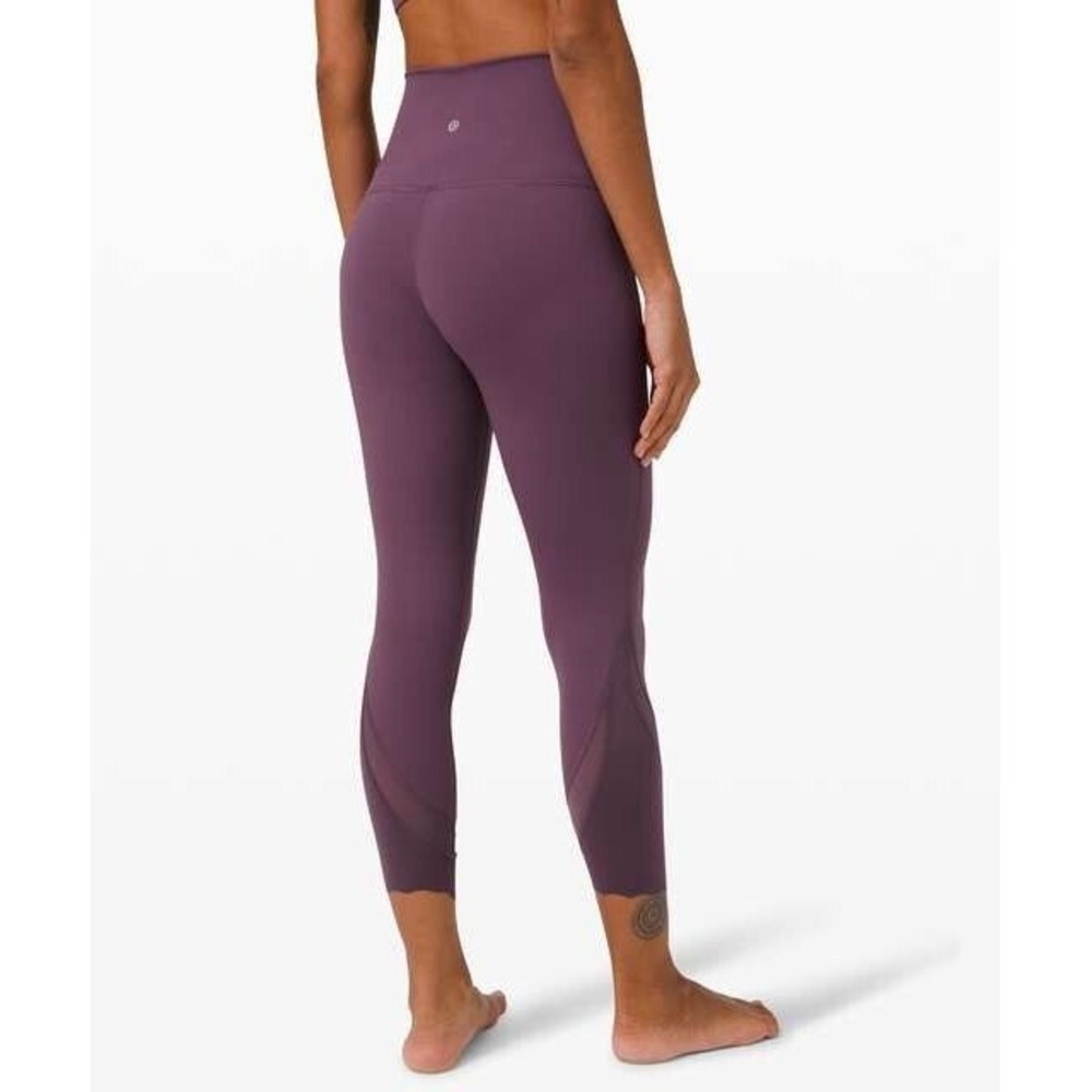 Lululemon Wunder Train High Rise Crop 21'' Women 10 Purple Culf Mesh Scallop Hem